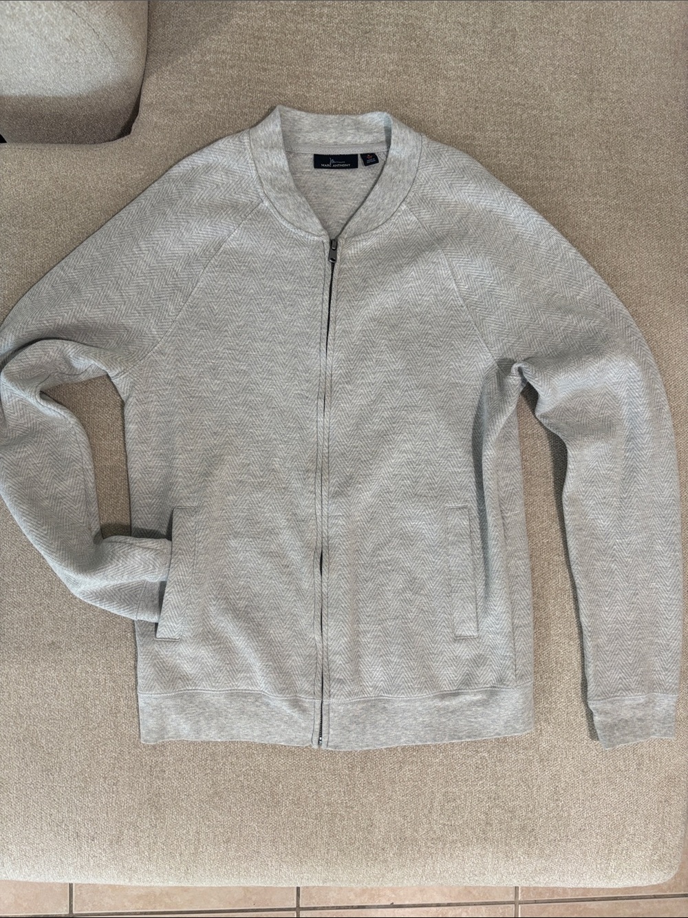 Marc Anthony Light Gray Zip-Up Sweater Jacket Slim fit